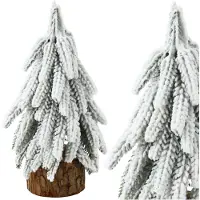 Lean Sapin De Noël Artificiel Décoratif Sur Tronc Recouvert De Neige 20 X 9 Cm