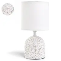 Aigostar Lampe de table , abat-jour en tissu, style vintage rétro, idéale pour une table de chevet, une table d'appoint ou une lampe de bureau, douille E14, design amusant