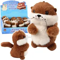 Lean Toys Loutre en peluche avec queue remuante et sons de grincement porte-clés 12,5 cm