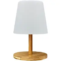 Lumisky Lampe de table sans fil pied en bambou naturel LED blanc chaud/blanc dimmable STANDY MINI WOOD H25cm