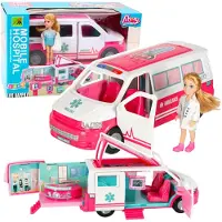 Lean Toys Accessoires médicaux mobiles de docteur de poupée d'ambulance d'hôpital 2in1