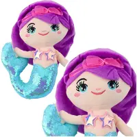 Lean Toys Peluche Sirène Peluche Queue Paillette Turquoise 28cm