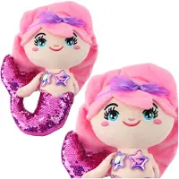 Lean Toys Peluche Sirène Peluche Queue Paillette Rose-violet 28cm