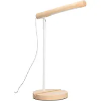Forlight Lampe de bureau LED Arlo en bois naturel. Lampe de bureau articulée en acier blanc et bois avec lumière neutre 4000 K