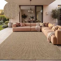 Paco Home Tapis d'intérieur et d'extérieur, terrasse et balcon, résistant aux intempéries Unicolore avec structure Dimension 80x150 cm