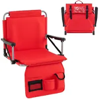 Costway Siège de stade avec dossier, poche en filet et porte-boisson, coussin d'assise, chaise de tribune pliable, housses pour mobilier de jardin destinées aux événements sportifs