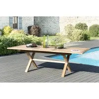 Macabane FUN - Table de jardin 10 pers.- rect. pieds croisés 180/240 bois Teck