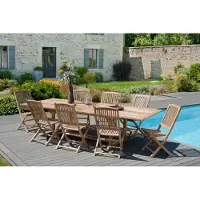 Macabane FUN - Table de jardin extensible bois teck 200/300 x 120 cm
