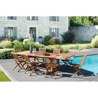 Macabane MAEVA - Table de jardin bois Teck huilé rect. double ext. 200/300cm