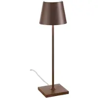 Zafferano Lampe De Table Poldina Corten Avec Cable 230V Led Dimmable 11X38 Cm Design Moderne En Aluminium