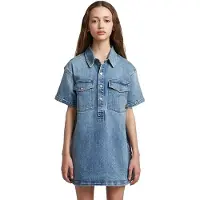 G-Star Shirt Collar Denim Short Sleeve Dress Bleu 6 Years Fille
