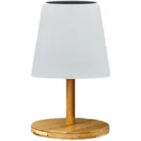 Big Buy Cooking Lampe de table solaire et rechargeable - - MINI STYLE BOIS SOLAIRE - H25 cm - LED blanc chaud et blanc à intensité variable