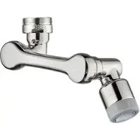 INF Rallonge de robinet rotative à 1080 degrés 2 sorties d'eau brossé Silver