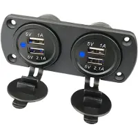 INF Chargeur de voiture double USB avec lumière bleue (panneau à 2 prises)