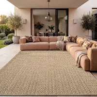 Paco Home Tapis d'intérieur et d'extérieur, terrasse et balcon, résistant aux intempéries Unicolore avec structure Dimension 80x150 cm