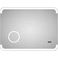 Talos Miroir de salle de bains avec éclairage LED Harmony - 80 x 60 cm - lumière d'ambiance rétro-éclairée - miroir cosmétique éclairé grossissement 3x horloge digitale