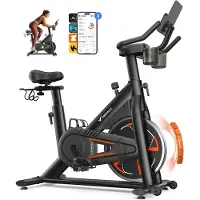Merach Vélo d'appartement magnétique , volant d'inertie 8 kg, 8 niveaux de résistance, écran LCD, APP compatible, charge 150 kg, silencieux