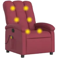 vidaXL Fauteuil relax de massage, tissu bordeaux