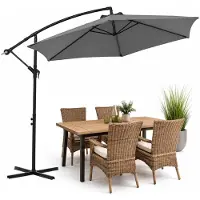 Mucola Parasol à manivelle Parapluie de jardin Parapluie de marché Parapluie de plage Parasol de terrasse Protection solaire - Gris 3 m