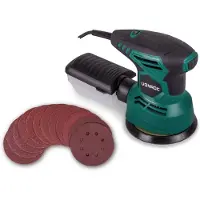Vonroc Ponceuse à orbite aléatoire - 300W - Ø125mm - Avec boîte de collecte des poussières et 12 morceaux de papier de verre