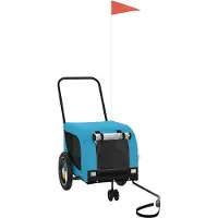 vidaXL Remorque pour vélo Chiens Bleu et Noir Tissu Oxford & Fer