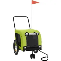 vidaXL Remorque pour vélo Chiens Vert et Noir Tissu Oxford & Fer