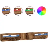 vidaXL Armoire TV avec lampes LED imitation vieux bois 300x35x40 cm