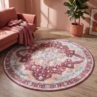 FRAAI Tapis rond vintage | Azara Rouge | Ø 160cm | Rouge | Rond | Tapis