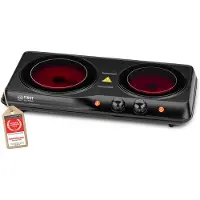 TZS First Austria | Double plaque de cuisson infrarouge | Plaque de cuisson portable, 2000 watts | Barbecue, jardin, extérieur, intérieur *Produit de seconde main*