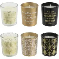 Merkloos Coffret 6 bougies à la vanille "A wonderful life" Noir