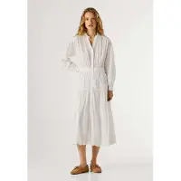 Pepe Jeans Celeste 3/4 Sleeve Midi Dress Blanc M Femme