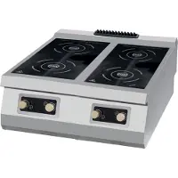 Maxima - Gastro Premium Table de cuisson à induction - 4 brûleurs - Double unité - 90 cm Profond - Electrique