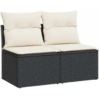 vidaXL Ensemble de salon de jardin 2 pièces avec coussins noir poly rotin