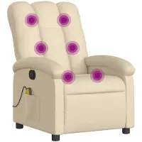 vidaXL Fauteuil relax de massage, tissu crème