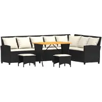 vidaXL Canapé de jardin 5 places avec coussins Beige Poly Rattan