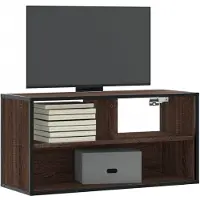 vidaXL Armoire TV Chêne brun 80x31x39,5 cm Bois composite et métal