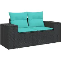 vidaXL Ensemble canapé de jardin 4 pièces avec coussins, polyrattan noir