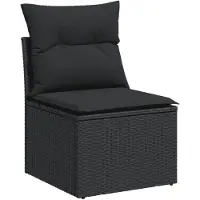 vidaXL Ensemble de salon de jardin 3 pièces avec coussins noir poly rotin