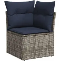 vidaXL Ensemble de salon de jardin 12 pièces avec coussins Gris Poly rotin