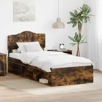 vidaXL Cadre de lit Chêne fumé 90 x 200 cm Pin massif