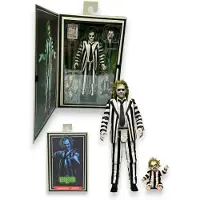 NECA Figurine Beetlejuice Costume Rayé Ultimate 18 cm avec accessoires