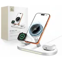 Tech-Protect A51 Arcticboost 3in1 Magnetic Magsafe Wireless Charger 25w Qi2.2 White (25 W), Chargeur sans fil, Blanc