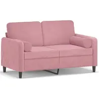 vidaXL Canapé 2 places avec oreillers décoratifs rose 120 cm velours