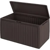 Casaria Coffre de jardin brun 290L rangement pour coussins