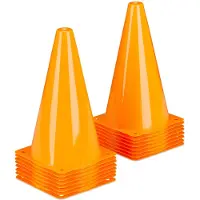 Relaxdays Lot de 16 cônes , football, dressage canin, sports équestres, cônes de signalisation 23 cm, cônes de signalisation pour enfants, orange