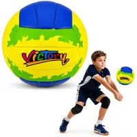 Lean Toys Ballon d'entraînement de volley jaune et bleu 22 cm taille 5
