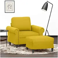 vidaXL Fauteuil avec pouf jaune 60 cm velours