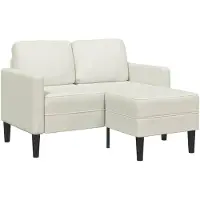 vidaXL Canapé 2 places avec chaise longue en L Crème 125 cm Velours