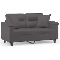 vidaXL Canapé 2 places avec oreillers gris 120 cm similicuir