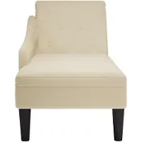 vidaXL Chaise longue avec coussin et accoudoir droit Crème Tissu
